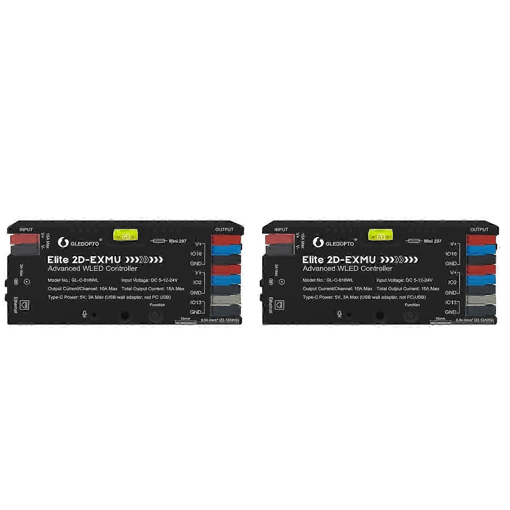 2X GLEDOPTO Addressable Digital Light Strip Controller with Ethernet Interface ESP32 WLED Controller for WS2811/SK6812