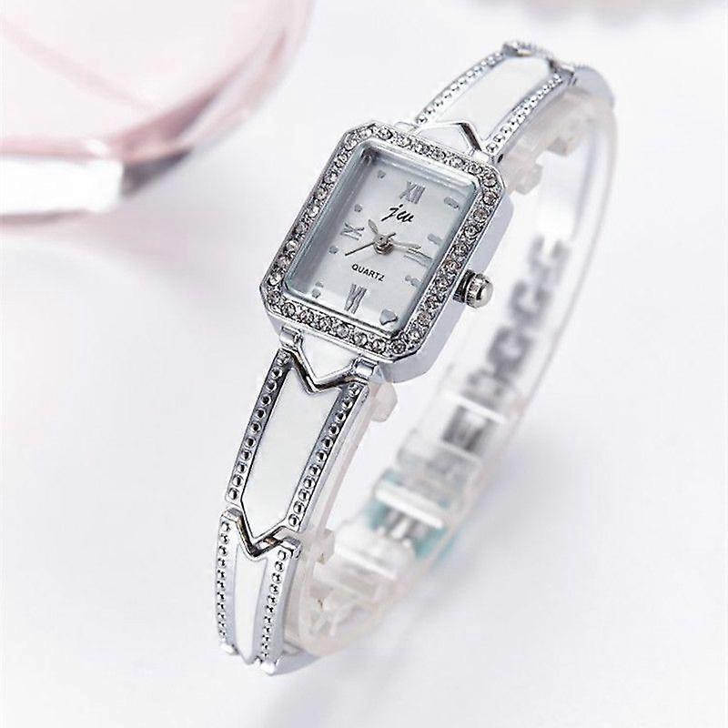 JW Rectangular Dial Stainless Ste Strap Quartz Watch Silver white