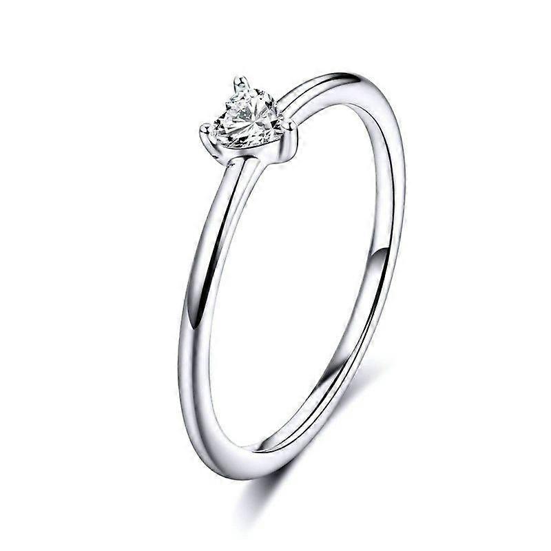 Silver Ring Platinum Plated Heart Ring, Size: 7 US Size