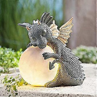 Dragon Statue Garden Figurine Aurinkoenergialla toimivat led-valot Ulkopatsaat Ulkokoriste, puutarhaveistokset, säänkestävät puutarhapatsaat, joissa on Gazing Ba