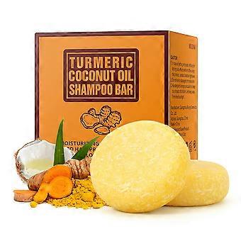Turmeric Coconut Oil Shampoo Bar, Deep Cleansing Solid Shampoo for Oily Hair Care