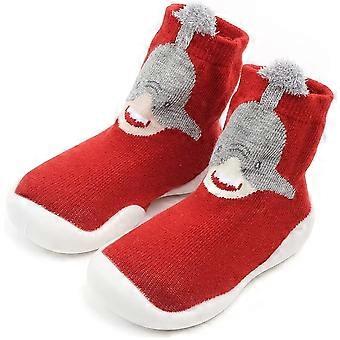 Baby Slippers Socks Cartoon Non-Slip Thick Soles High Tube First Walking Sock Shoes for 6-12M Toddlers Red Baby Slippers Socks Baby Shoes (red 1pair)
