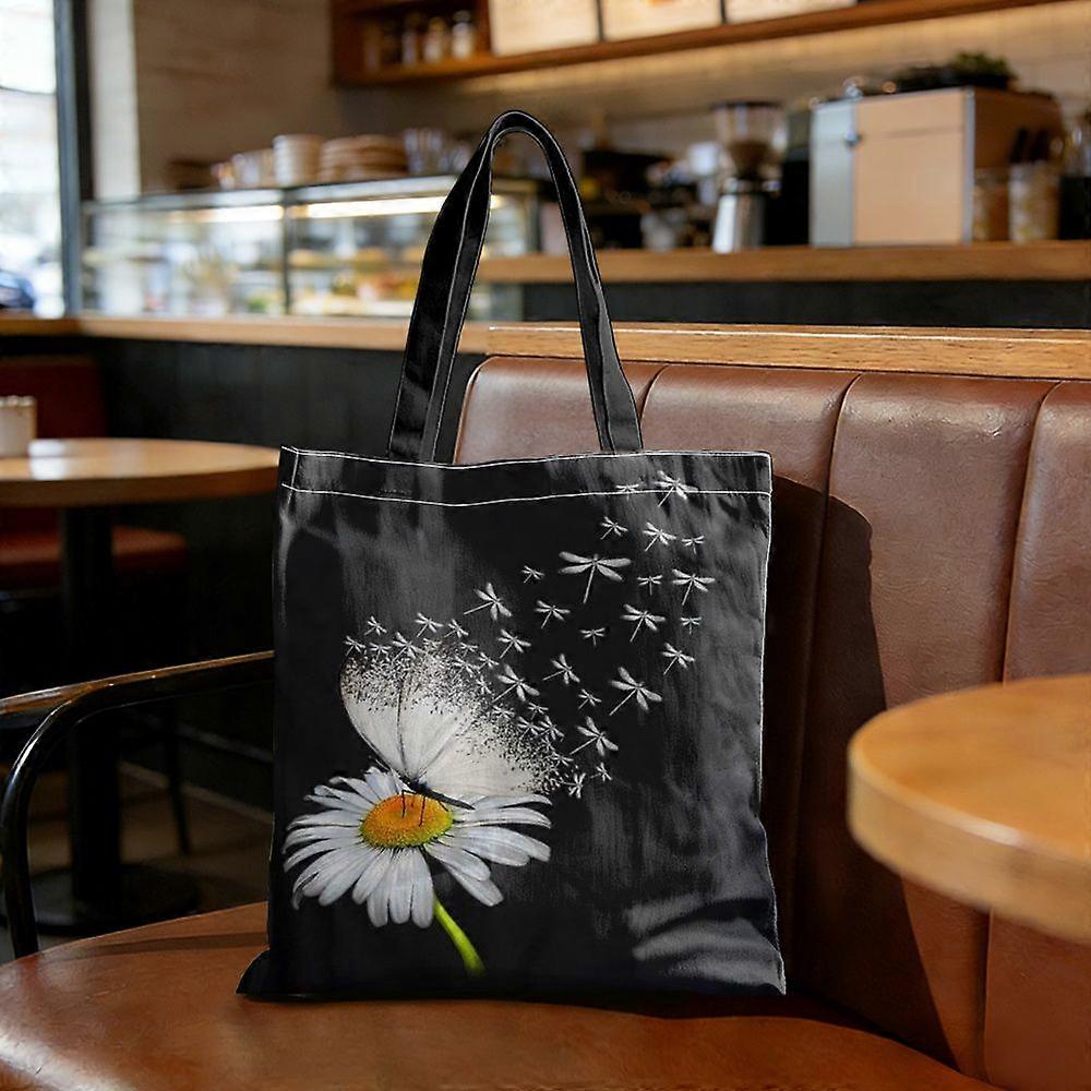 Sac cabas tendance imprimé numérique papillon et marguerite, bandoulière fixe, résistant, idéal pour Dail-Rpolk