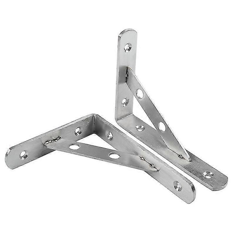 Stainless Steel Wall Corner Shelf Bracket Silver Right Angle Solid Brace(2set, Silver)
