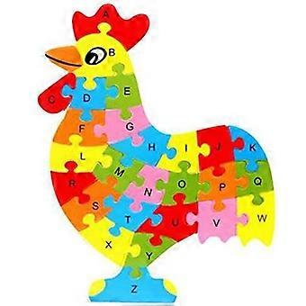 Colorful Wooden Jigsaw Puzzle Lianshi Alphabet Jigsaw Puzzle 26 English Letters Spell Children's Toys Cock Puzzle
