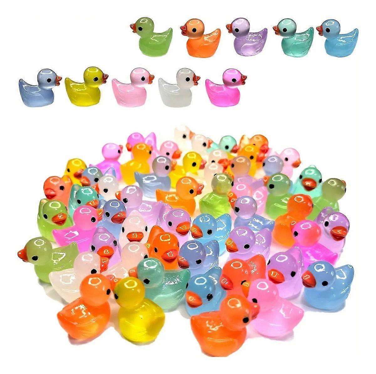 100pcs Glowing Mini Resin Ducks for Decoration