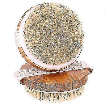 2pcs Dry Body Brush Bath Shower Brush Back Scrubber Bamboo Wood