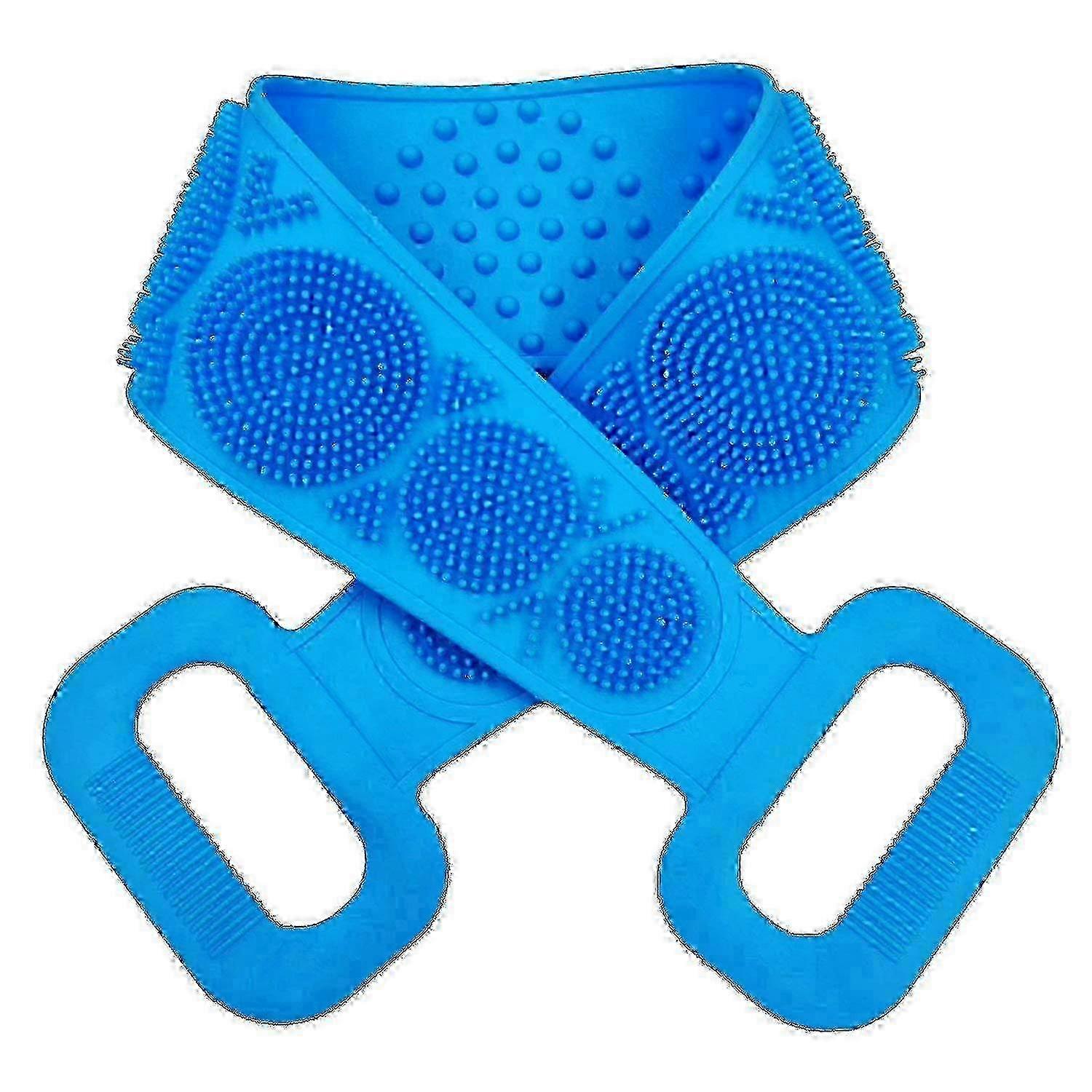 Silicone back bath brush, double-handle design, quick-drying, durable and massageable