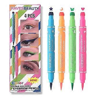 Colorful Liquid Eyeliner Stamps Set,Double-side Winged Eyeliner Stencil Pen, Waterproof Long Lasting with Star, Butterfly, Moon