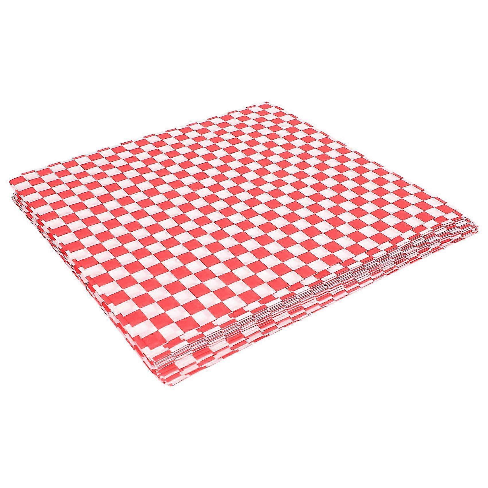 100 feuilles de papier d'emballage alimentaire à carreaux rouges et blancs pour paniers à bonbons, anti-graisses et emballage pour sandwichs