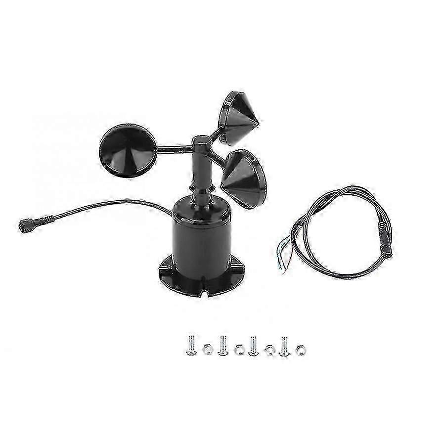 0-70M/S Wind Speed Sensor, Pulse Output, 3-Cup Anemometer, DC5-30V - Black