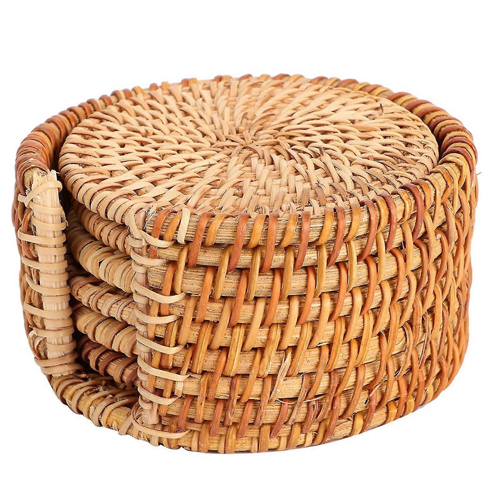 Insulated Rattan Cup Coasters Set
