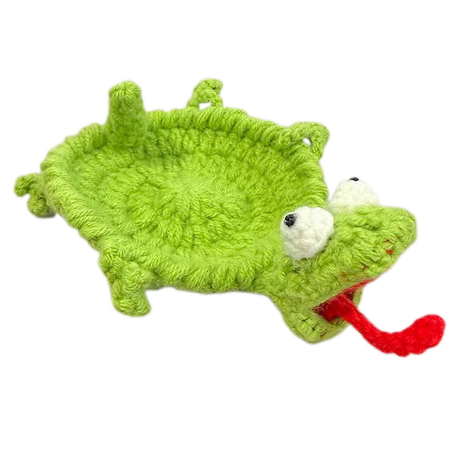 3D Crochet Lizard Coaster Funny Flip Design