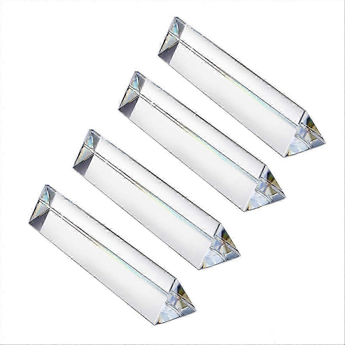 4pcs 6 inch Clear Optical Lens Glass Triangular Prism