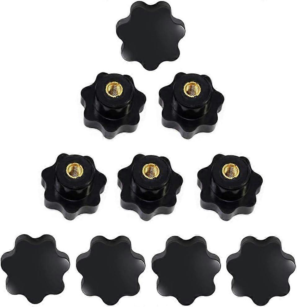10 Pack M8 Star Clamping Knobs, Black Plastic Internal Thread Knob, 32mm Diameter Compatible with M8 Threaded Screws