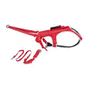 Variable-Fit Dog Walking Chest Vest with Snap Closures, Reflective Dog Harnesses, Grab Handle, and Metal Tether Attachment for Outings  Red XL