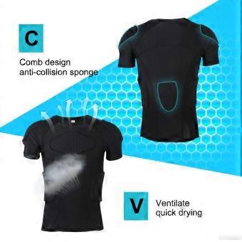 Heren anti-schok siliconen gevoerd vest shorts broek sportbescherming accessoire (T-shirt)