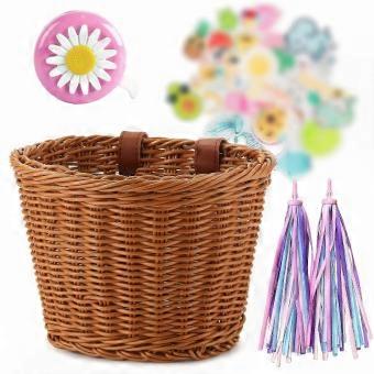 Handwoven Kids Bike Basket with Bell