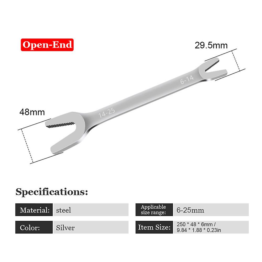 Double-ended Wrench Open-end Wrench Spanner Open Jaw Wrench Serrated Wrench 7/32-1 With Jagged Opening 6-25mm Size