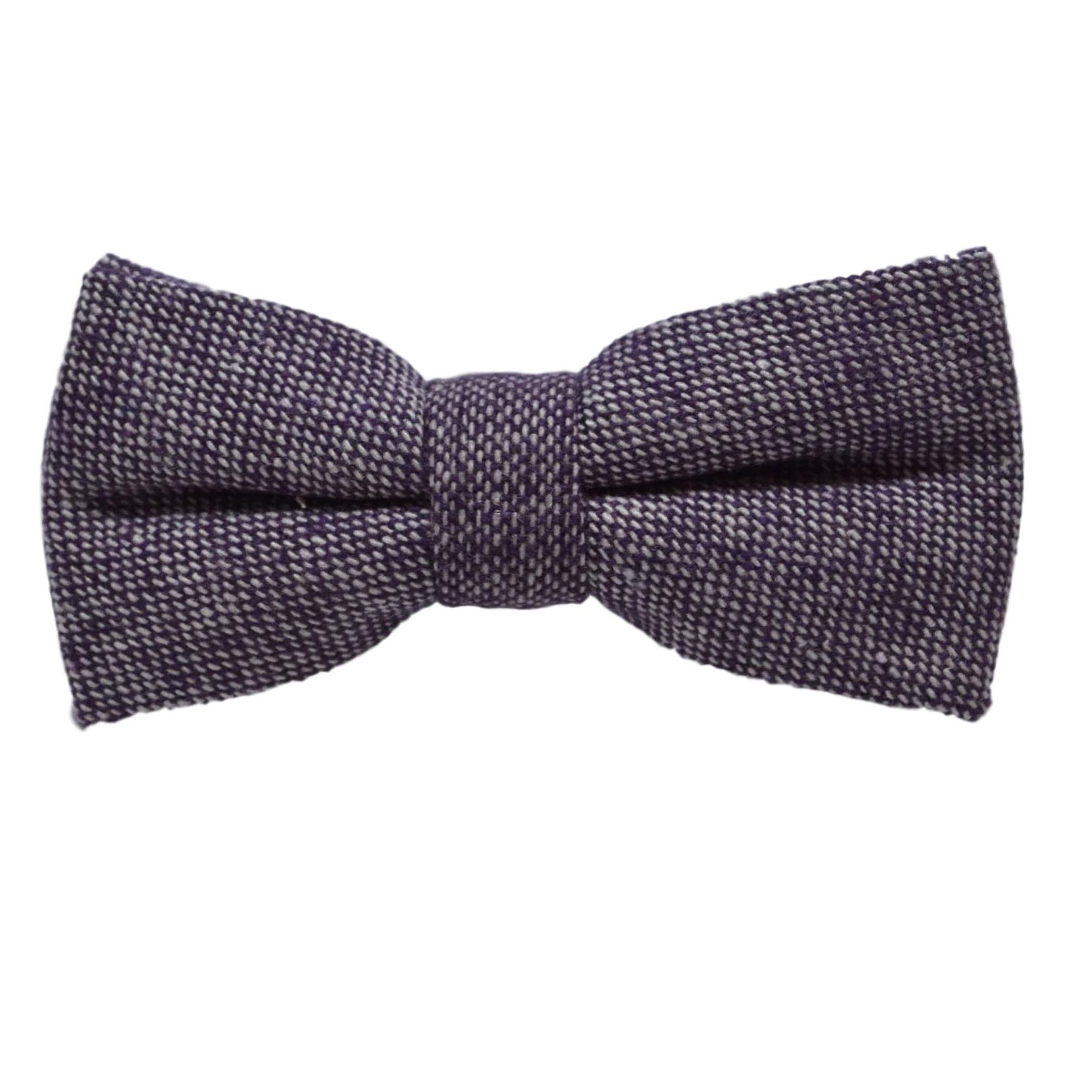 Highland Weave Stonewashed Purple Bow Tie & Pocket Square Set