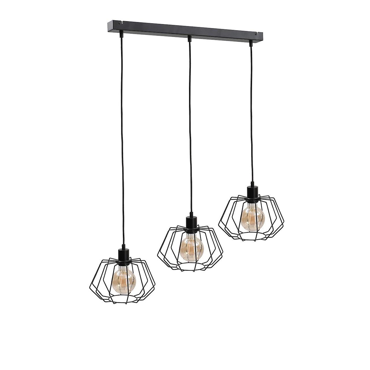 Keter Luna Bar Pendant Ceiling Light Black, 63cm, 3x E27