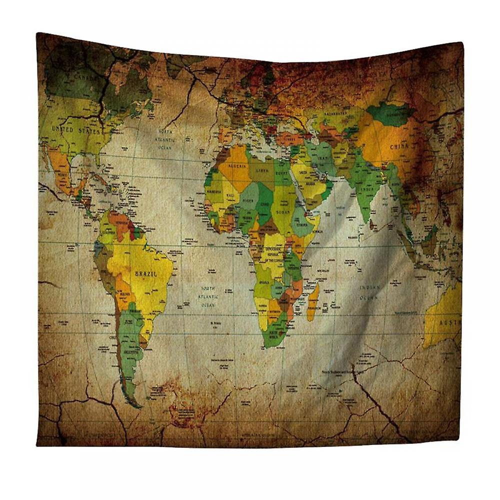 Prettyui Watercolor World Map Tapestry Wall Hanging Colorful Map Tapestry