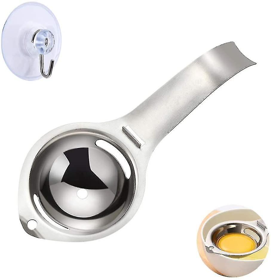 Egg Separator, Egg Strainer Spoon, Egg Sieve, 304 Stainless Steel Egg Yolk Strainer Separator Egg Strainer Kitchen Baking Tools (with Suction Cup Hook