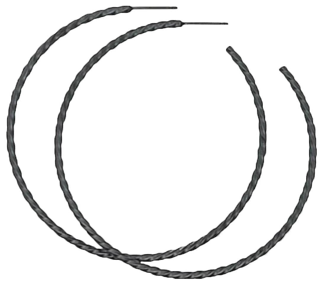 Ti2 Titanium Medium Twisted Hoop Earrings - Black