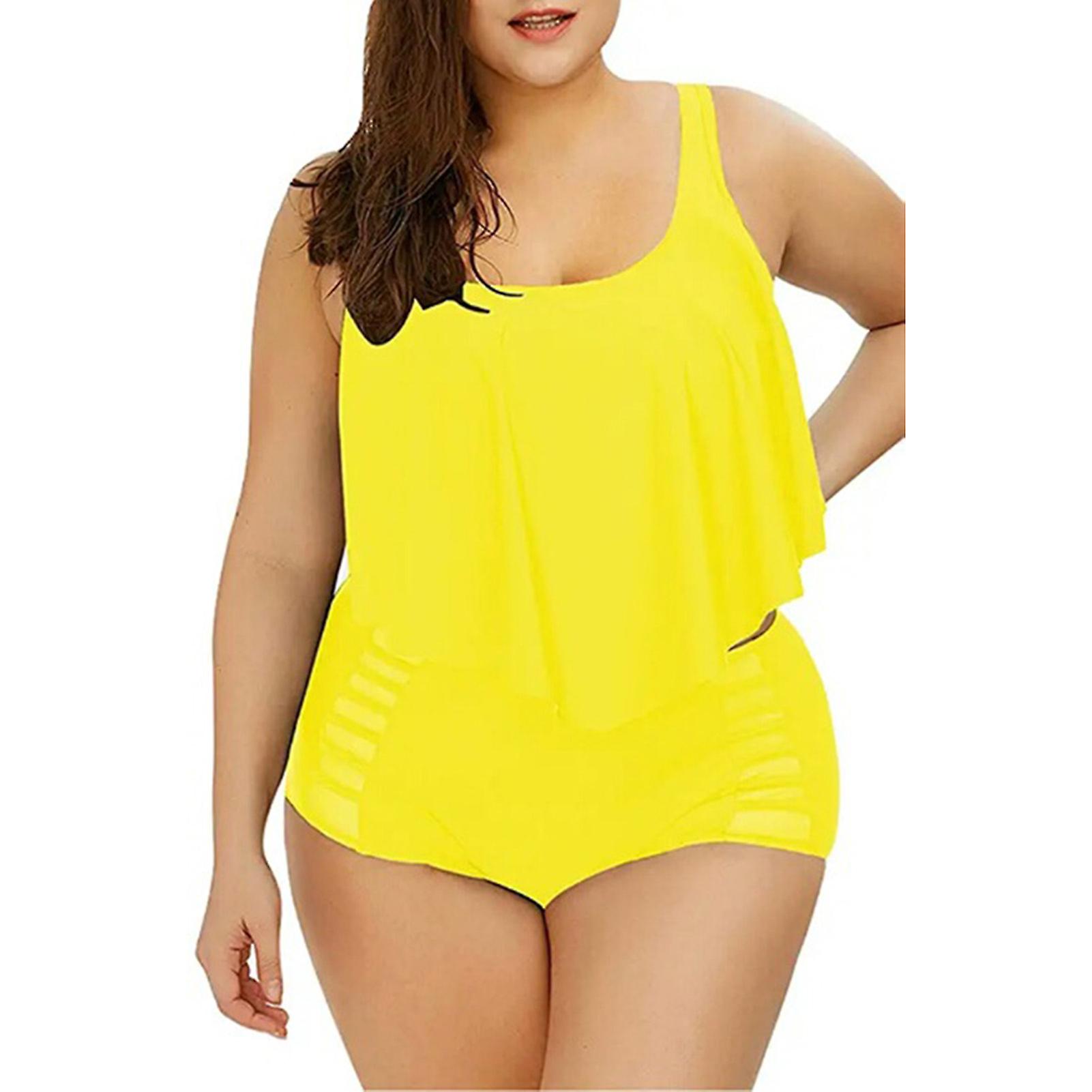Oversized Tummy Soft Bikini Swimsuits Floral Printed Tankini Bathing Suits For 2pcs Plus Size Swimsuits