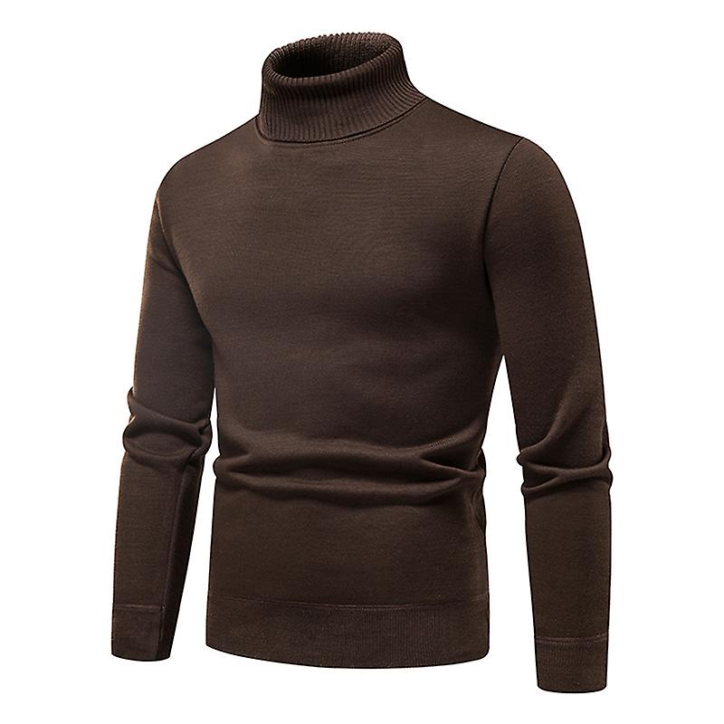 New Autumn Winter Solid Turtleneck Sweater Men Slim Fit Knitted Pullov