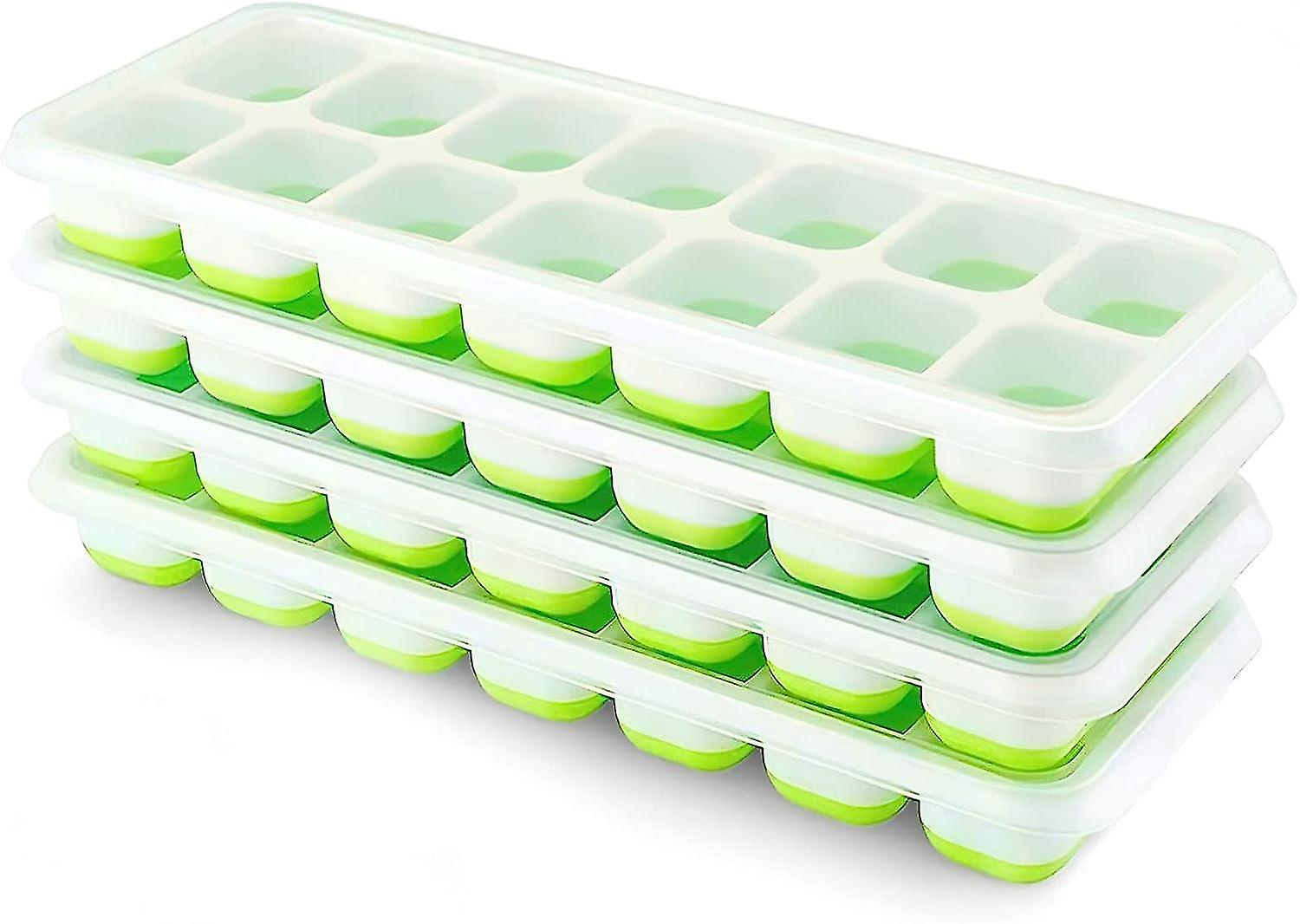 4 Ice Cube Trays With Removable Lids For Freezer (green)