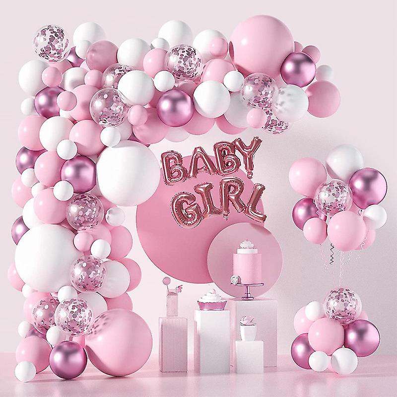 121Pcs Pink And White Balloon Arch Garland Kit Gender Reveal Balloons Decoration