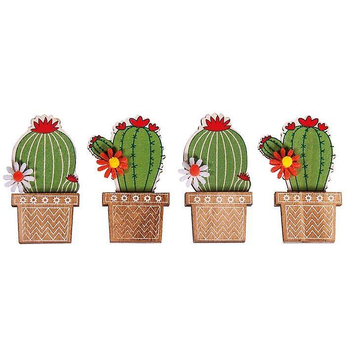4 wooden stickers Cactus 6.1 cm