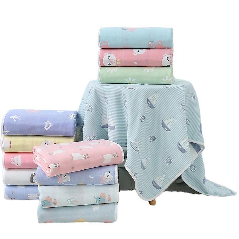 Baby Gauze Bath Towel Born Cotton Jacquard Six Layers Cover Blanket Summer Kindergarten Towel Blanket