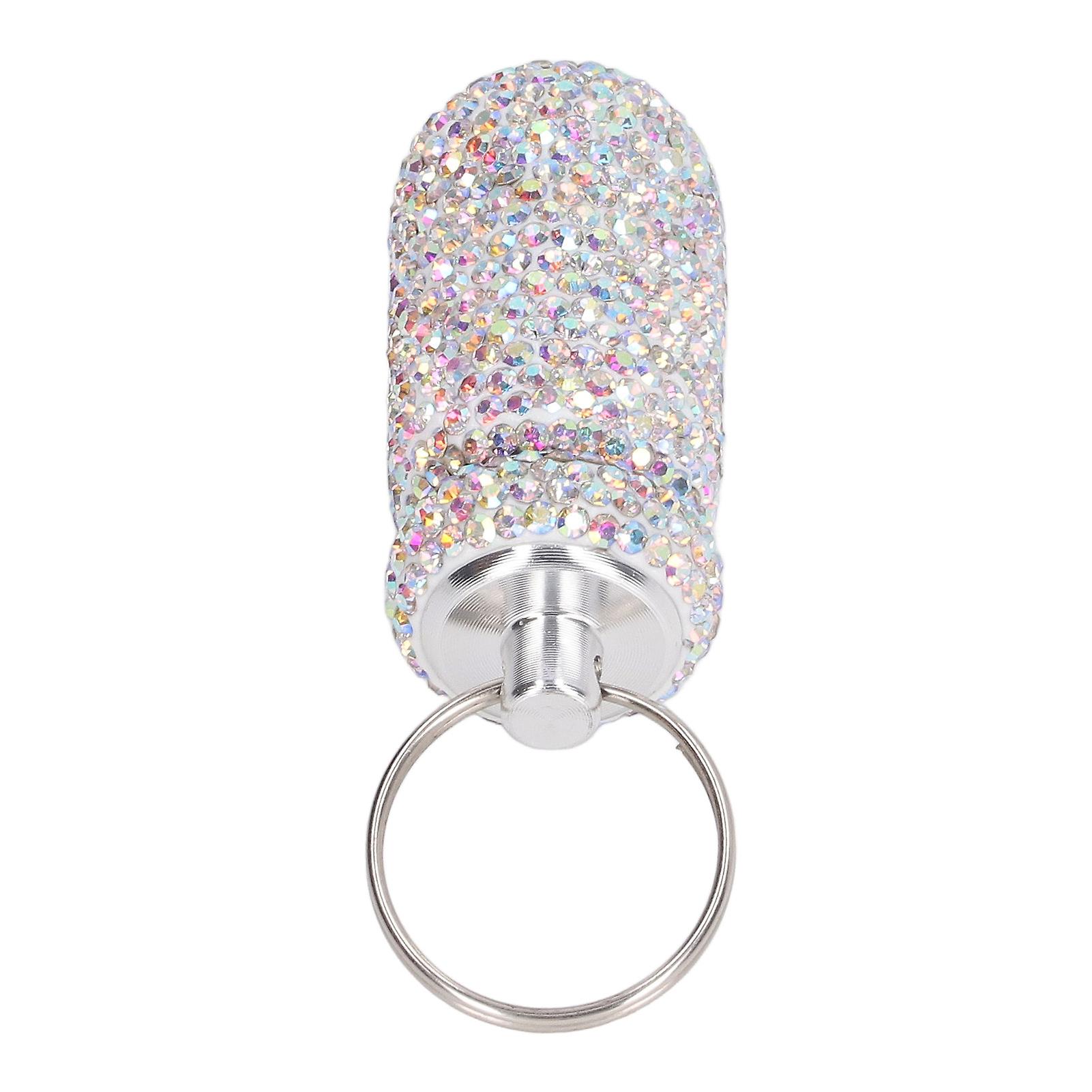 Rhinestone Medicine Bottle Container Aluminum Alloy Portable Capsules Storage Case Box with Keyring 
