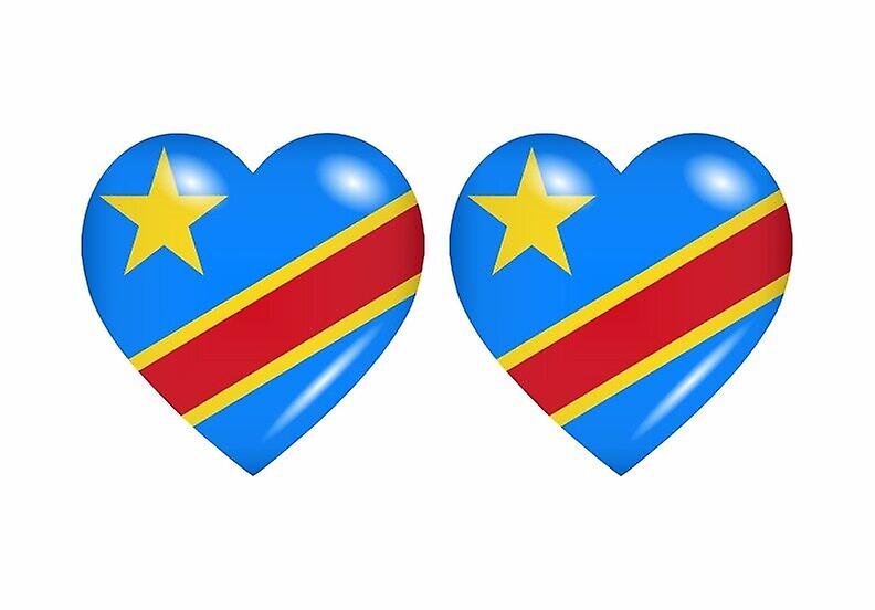 2x Stick sticker flag heart CGO congo DRC