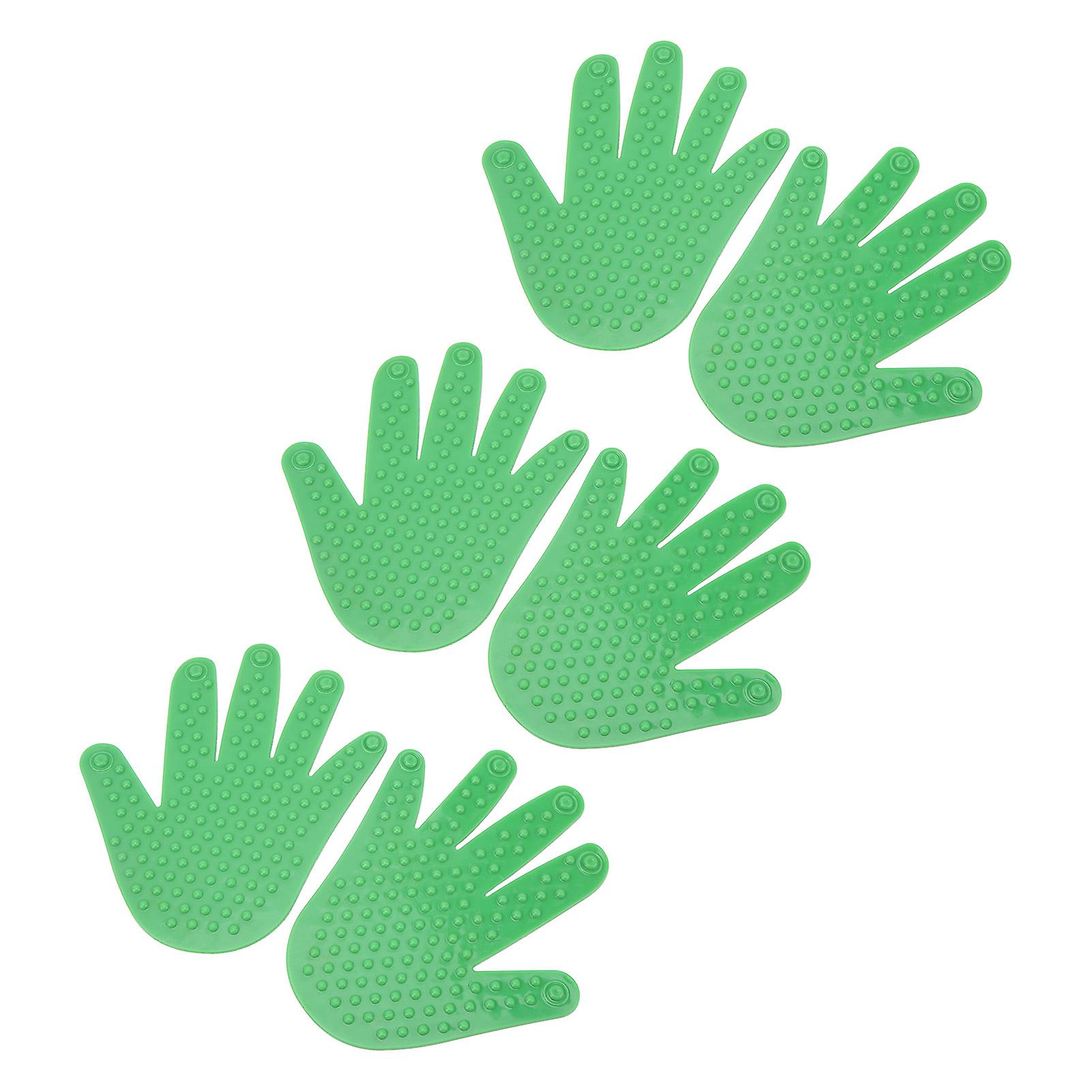 3 أزواج علامات أرضية على شكل يد PVC غير قابلة للانزلاق بصمات اليد بقعة علامة الرياضة مجموعة للتعليم في مرحلة ما قبل المدرسة رياض الأطفال الأخضر 