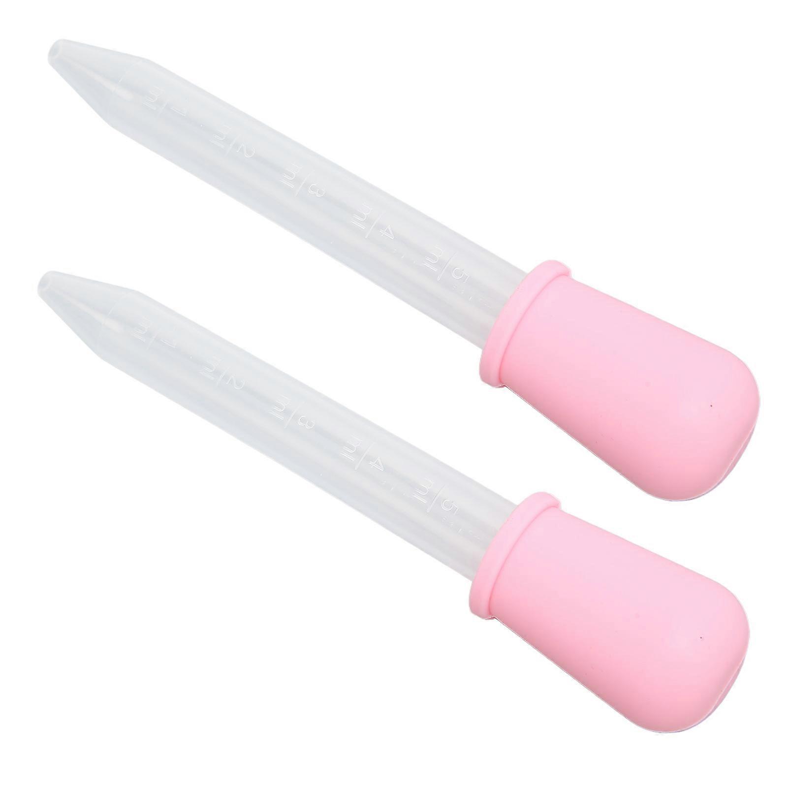 CYDT 2pcs Multifunctional Transfer Pipette Silicone Calibrated Liquid Dropper for Laboratory DIY ArtPink