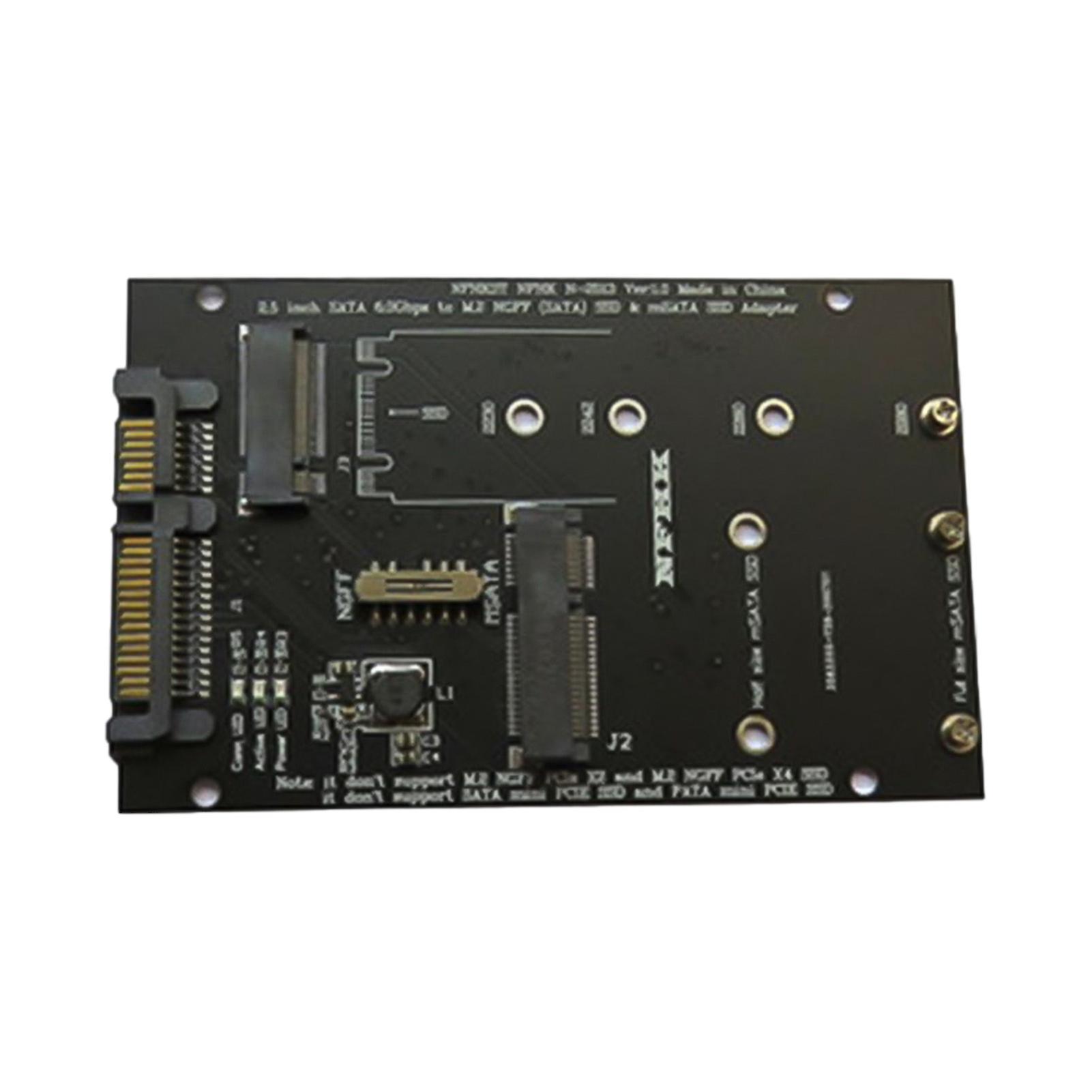 Converter Card Plug Play Efficient Portable M.2 MSATA to SATA 2.5 inch 7Pin 15Pin Stable Transmission Extension Adapter Card for HDD