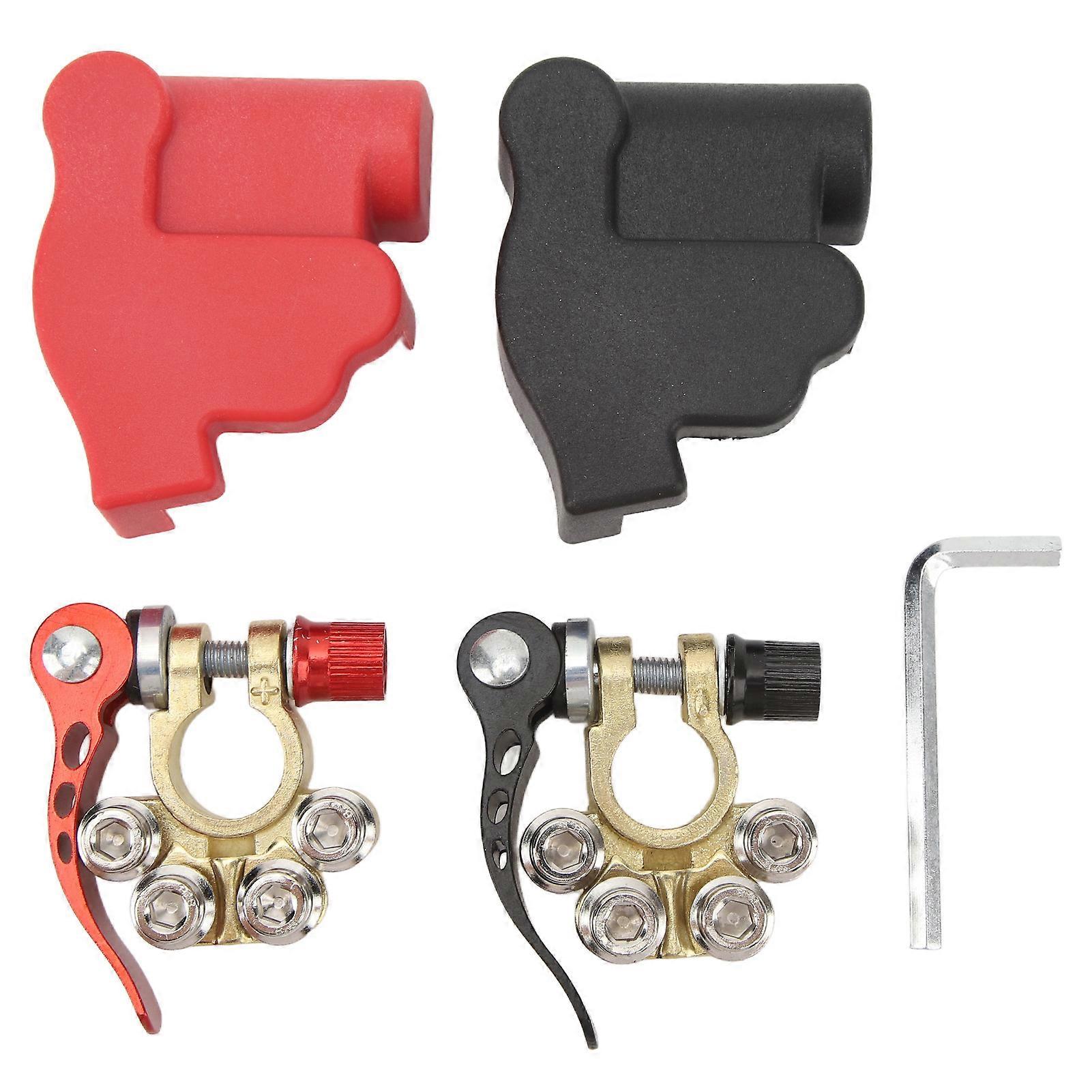 Pair of Car Battery Terminal Connectors, Black and Red, Quick Release Terminal Clip for SAE JISA Type Terminal, Cars and Trailers