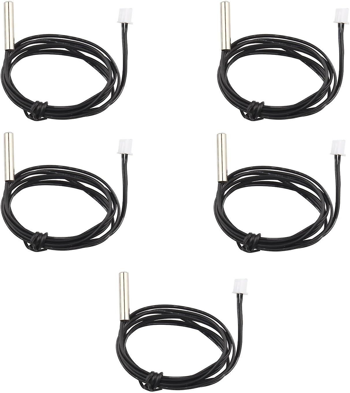 5 Pack Waterproof NTC 10K 1% 3950 Thermistor Temperature Sensor Probe, 1m Extension Cable, Temperatu