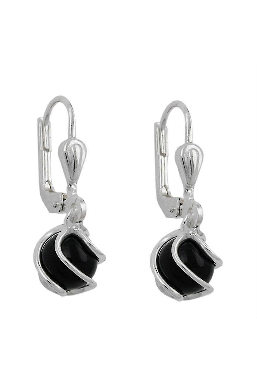 Earrings Leverback Onyx 6mm Silver 925 - Gl90391