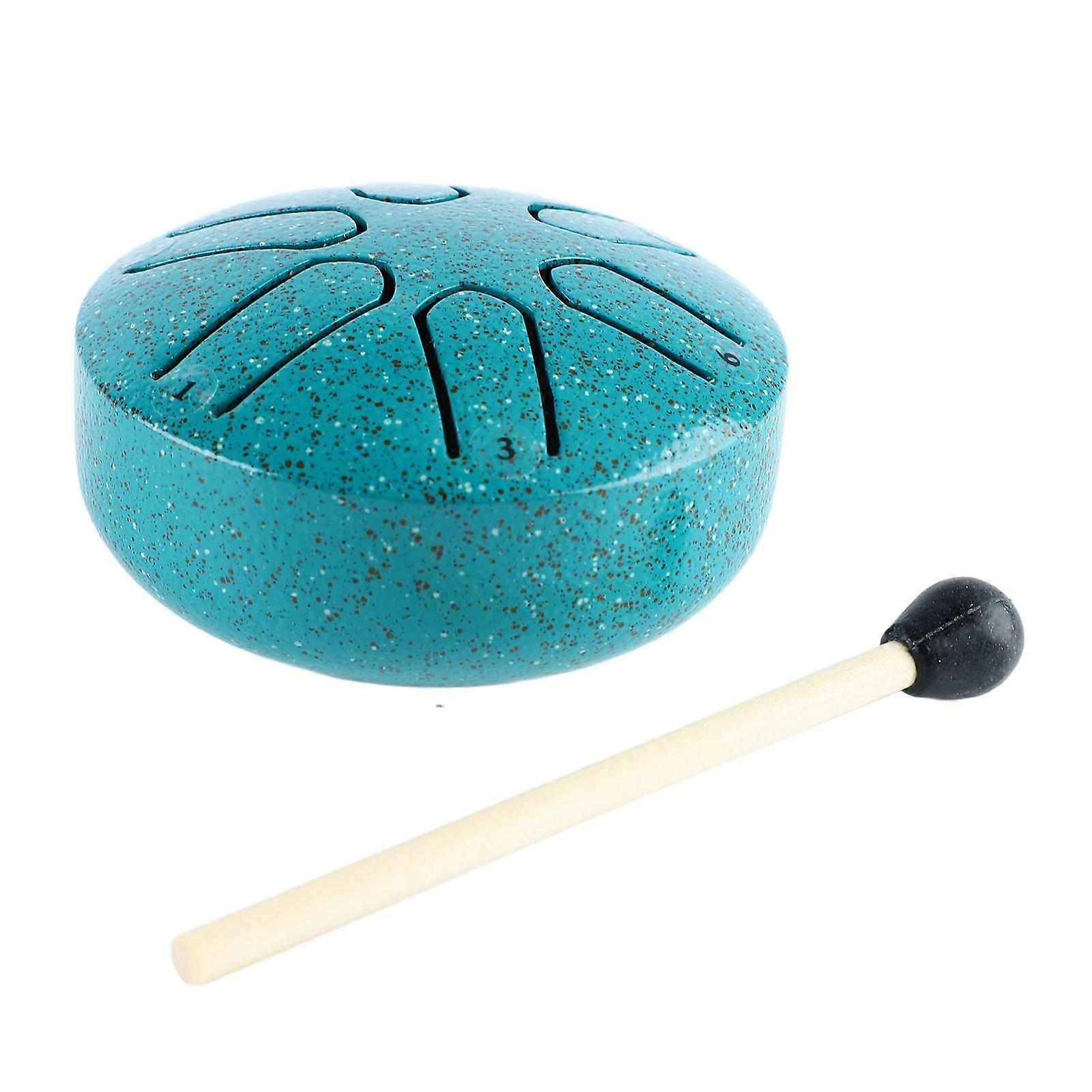 Handpan Drum Professional Mini 6 Note Worry Free Tongue Drum Percussion Instrument with Drumstick Green 