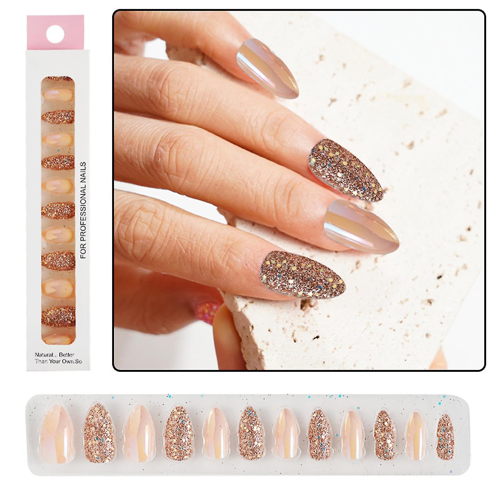 Reflective Mirror Punk Design False Nails Metal Plating Acrylic False Nail Tips