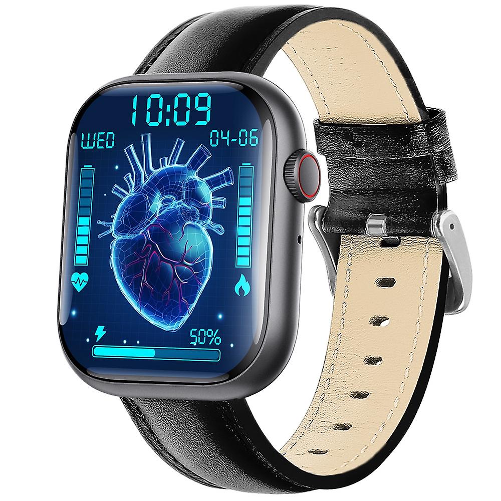 F70  2.1 Inch Screen Smart Watch Black Leather