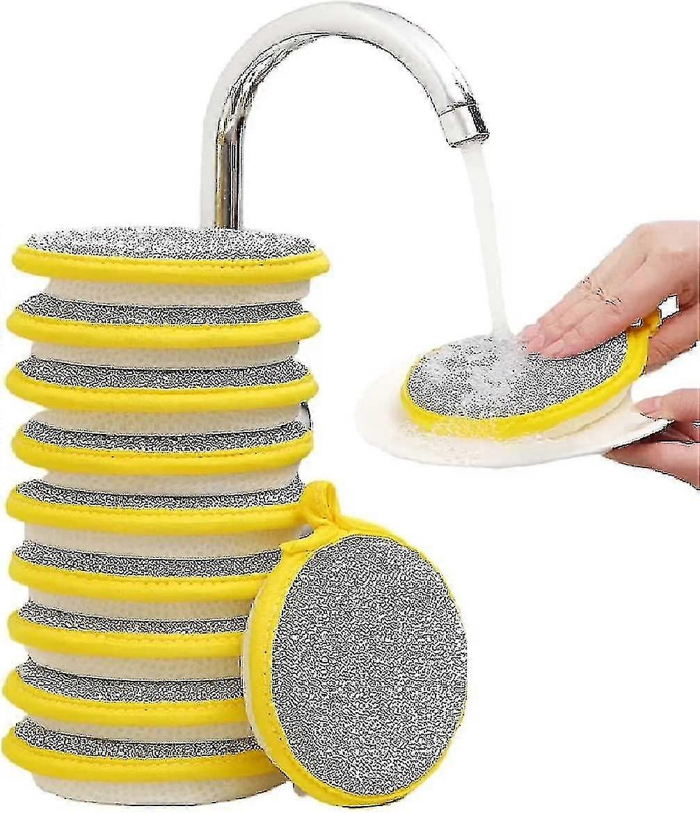 Durable Double-sided Dishwashing Sponge, Reusable Sponge Pad,10pcs
