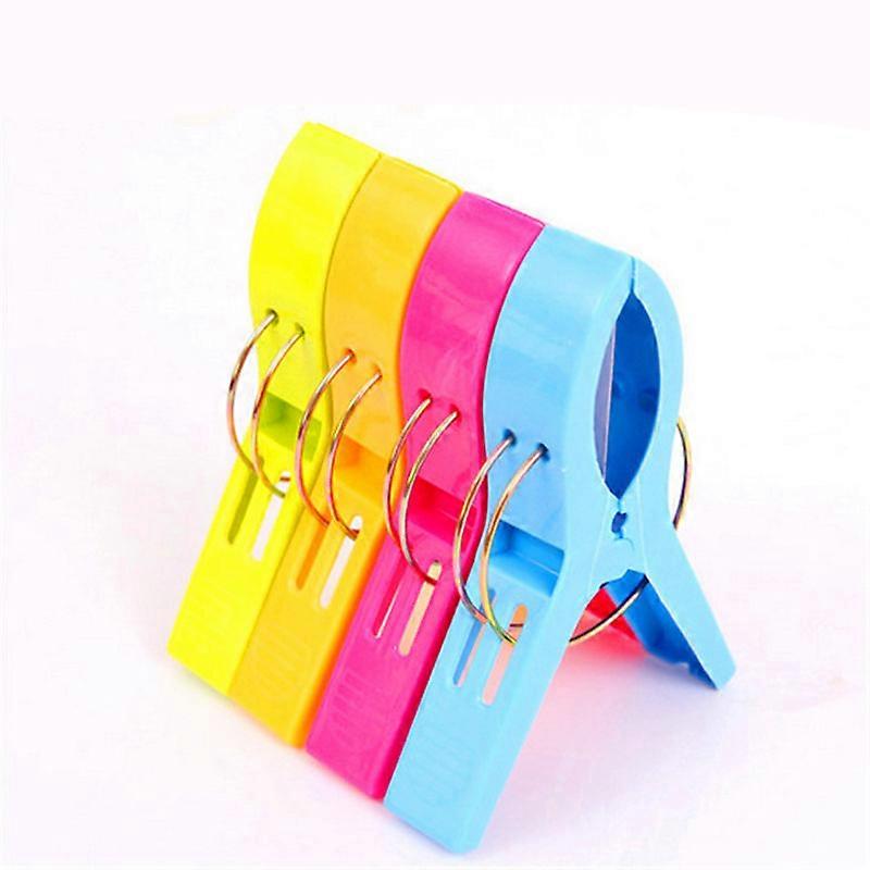 4 Pack Non-Slip Clothespins Made of Strong Elastic Plastic with Durable Rings, Multicolored, Windproof