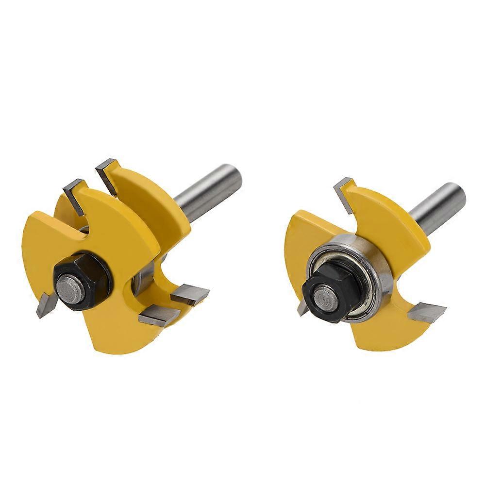 2pcs 1/2in Shank Tongue and Groove Router Bits with 3 Cutting Edges Woodworking Milling Tool