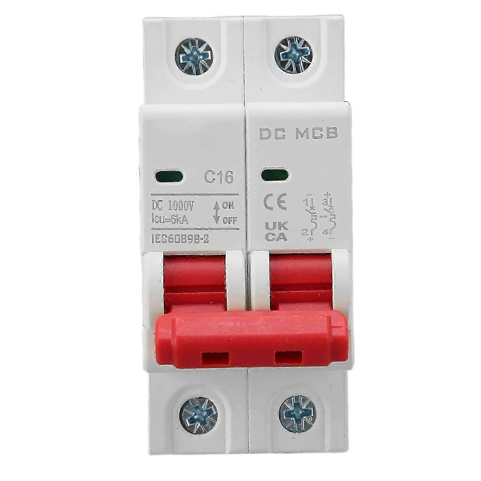 2P DC Small Circuit Breaker 6000A Breaking Capacity Overload Protection Mini Circuit Breaker DC1000V 16A