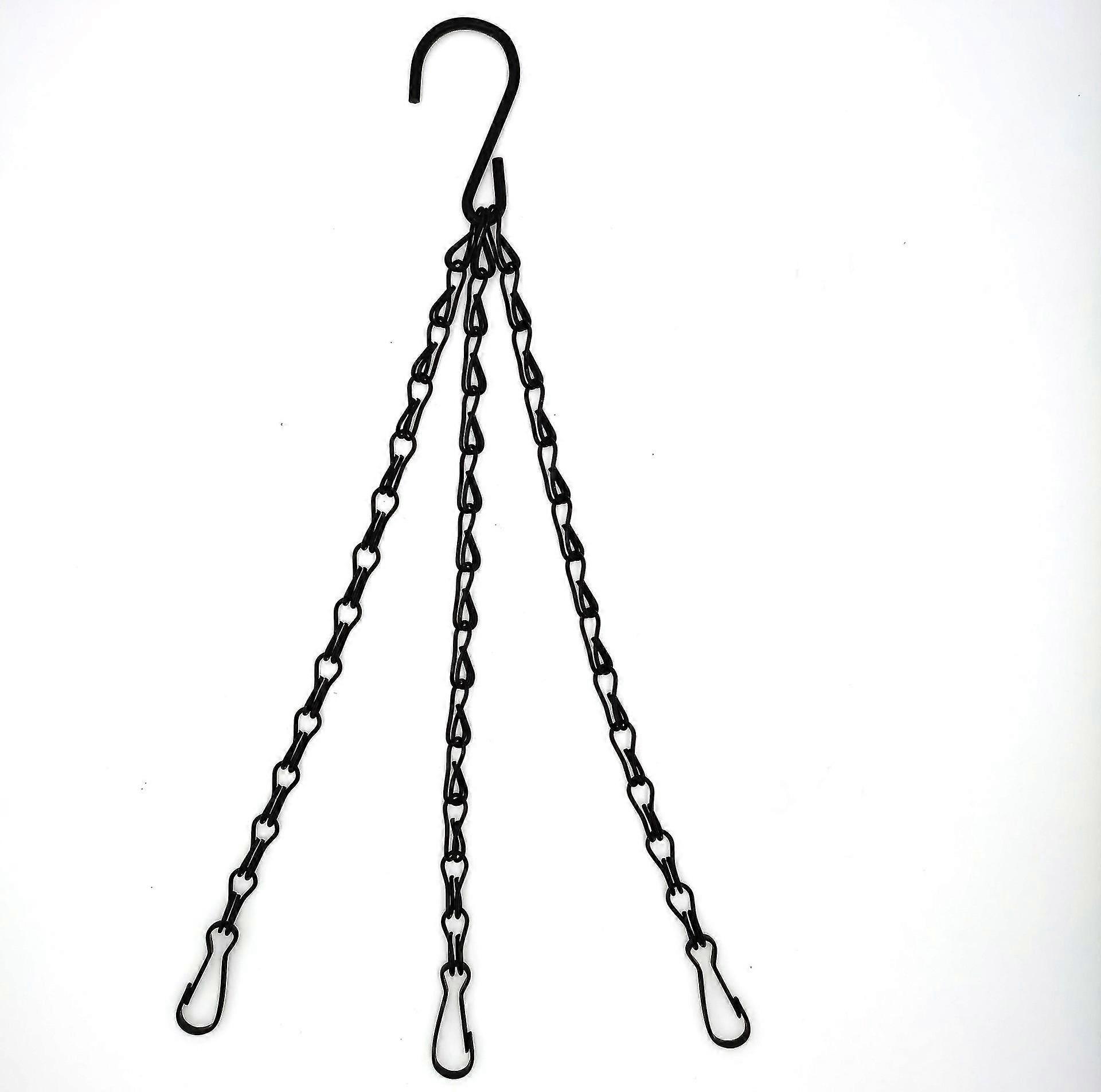 4 Pack 3 Strand Hanging Basket Chain Metal Replacement Chain Hook with Hook and Clip 50cmblack